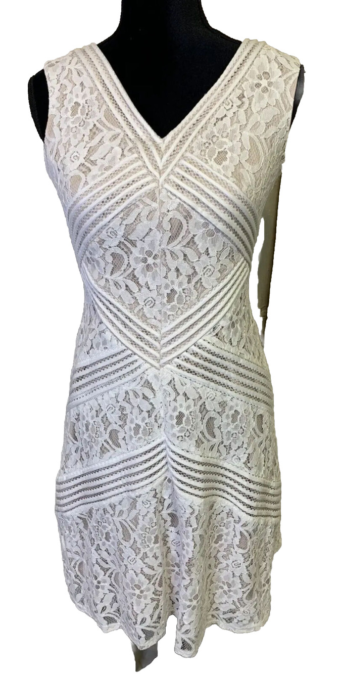 Jax Womens White Lace Dress Size 4 Boho Feminine Romantic Beachy Fairy Sundress